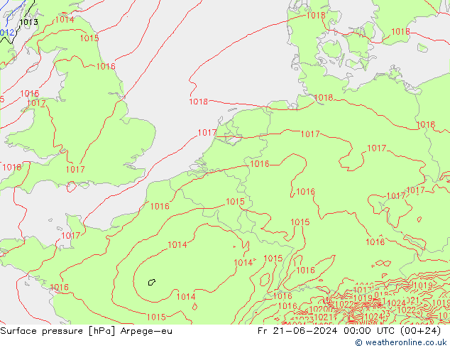 Bodendruck Arpege-eu Fr 21.06.2024 00 UTC