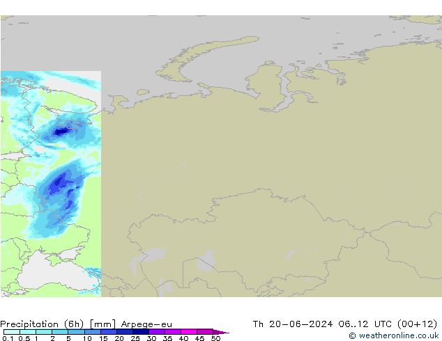 Yağış (6h) Arpege-eu Per 20.06.2024 12 UTC