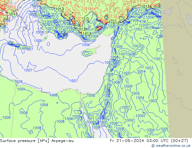 Surface pressure Arpege-eu Fr 21.06.2024 03 UTC