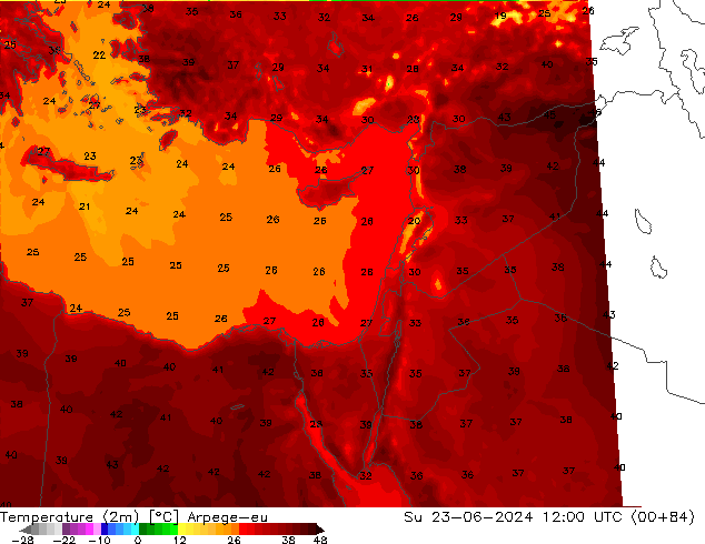 карта температуры Arpege-eu Вс 23.06.2024 12 UTC