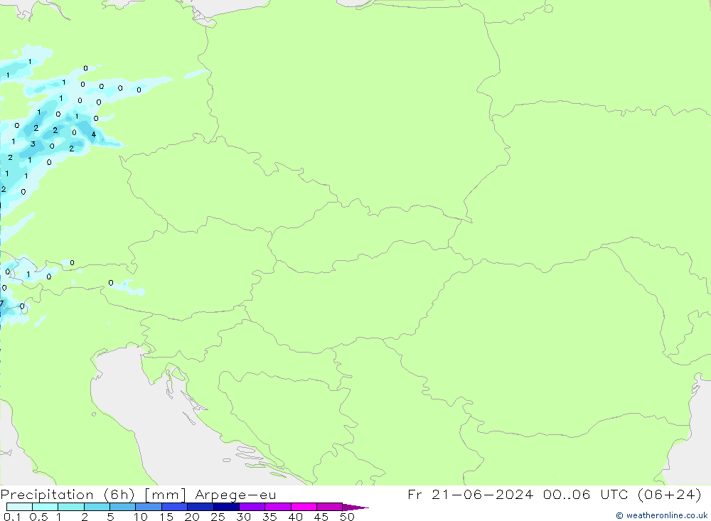 Yağış (6h) Arpege-eu Cu 21.06.2024 06 UTC
