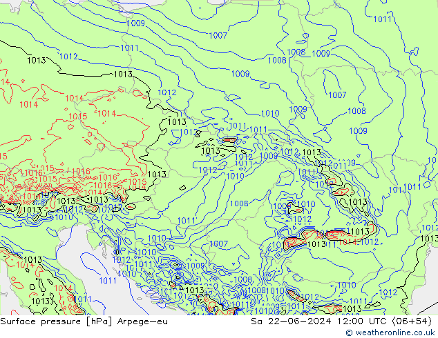 Surface pressure Arpege-eu Sa 22.06.2024 12 UTC