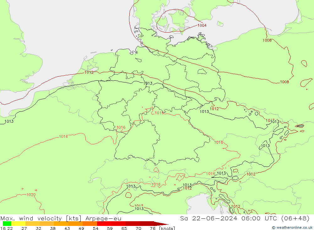 Maks. Rüzgar Hızı Arpege-eu Cts 22.06.2024 06 UTC