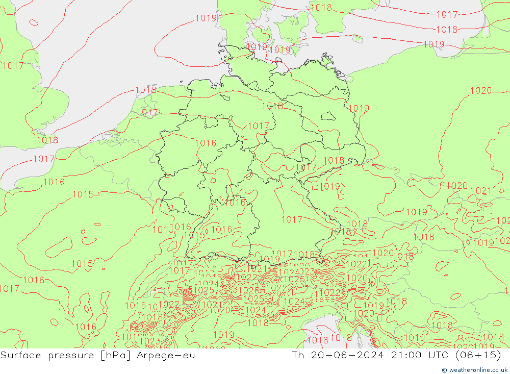 pressão do solo Arpege-eu Qui 20.06.2024 21 UTC
