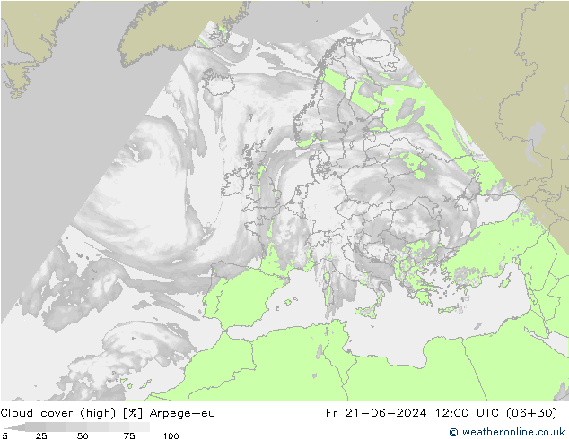 Wolken (hohe) Arpege-eu Fr 21.06.2024 12 UTC