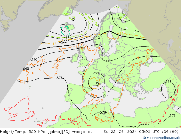 Height/Temp. 500 hPa Arpege-eu  23.06.2024 03 UTC