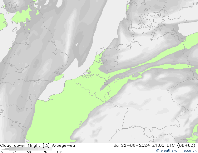 zachmurzenie (wysokie) Arpege-eu so. 22.06.2024 21 UTC
