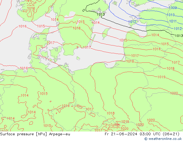 Surface pressure Arpege-eu Fr 21.06.2024 03 UTC