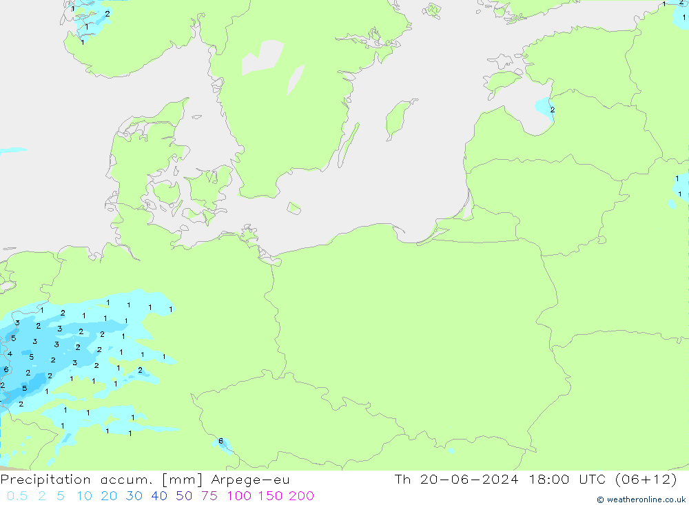 Precipitation accum. Arpege-eu gio 20.06.2024 18 UTC