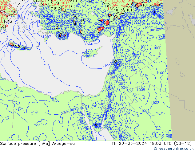 Presión superficial Arpege-eu jue 20.06.2024 18 UTC