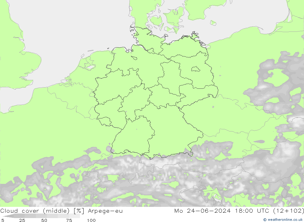 Nubi medie Arpege-eu lun 24.06.2024 18 UTC