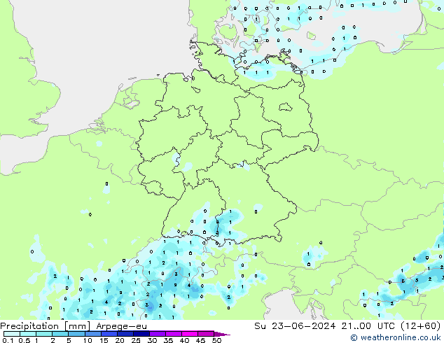 Precipitation Arpege-eu Su 23.06.2024 00 UTC