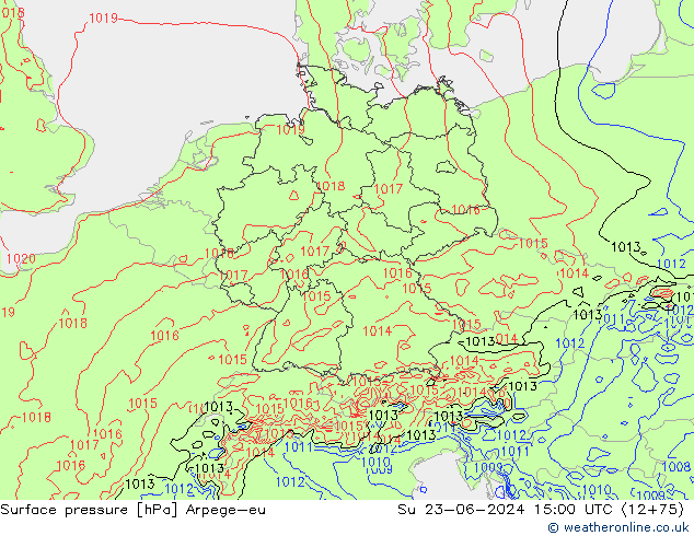 Surface pressure Arpege-eu Su 23.06.2024 15 UTC