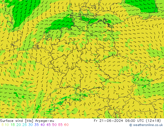 Surface wind Arpege-eu Pá 21.06.2024 06 UTC