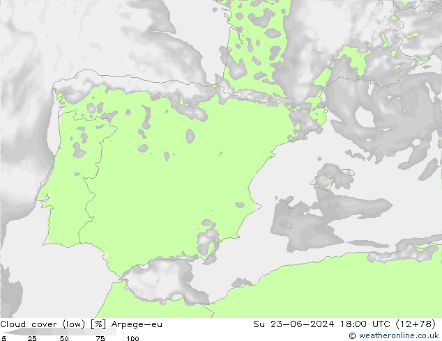 Bulutlar (düşük) Arpege-eu Paz 23.06.2024 18 UTC