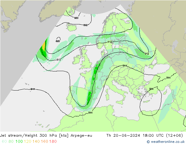 Corriente en chorro Arpege-eu jue 20.06.2024 18 UTC