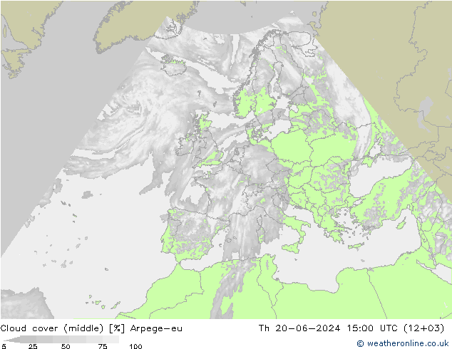 Nubi medie Arpege-eu gio 20.06.2024 15 UTC