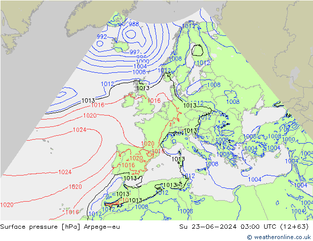 Luchtdruk (Grond) Arpege-eu zo 23.06.2024 03 UTC