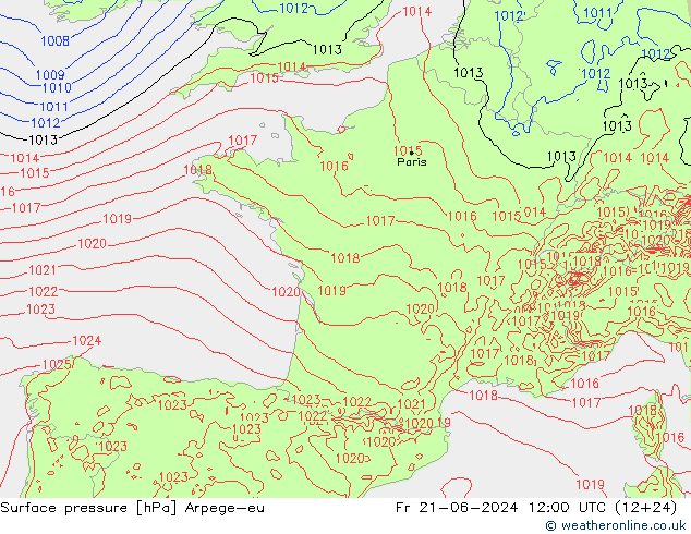 Luchtdruk (Grond) Arpege-eu vr 21.06.2024 12 UTC