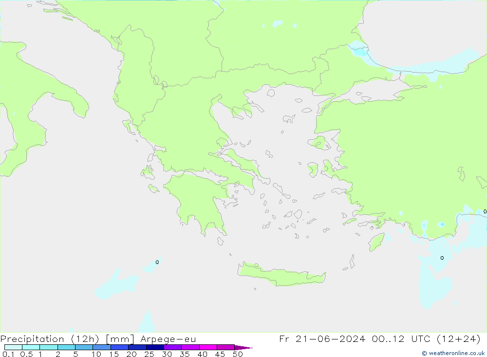 Precipitation (12h) Arpege-eu Fr 21.06.2024 12 UTC