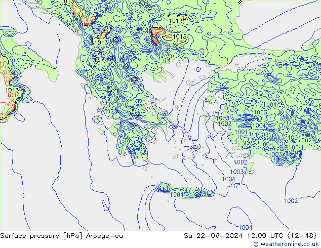 Atmosférický tlak Arpege-eu So 22.06.2024 12 UTC