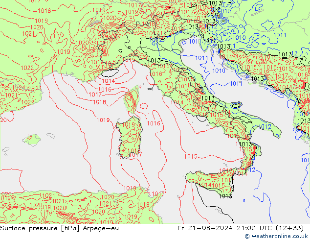 Surface pressure Arpege-eu Fr 21.06.2024 21 UTC