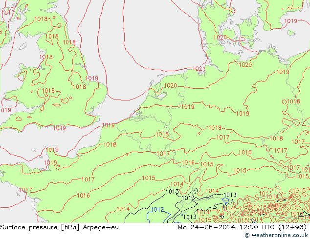 pression de l'air Arpege-eu lun 24.06.2024 12 UTC