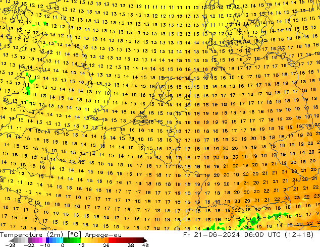 Temperature (2m) Arpege-eu Fr 21.06.2024 06 UTC