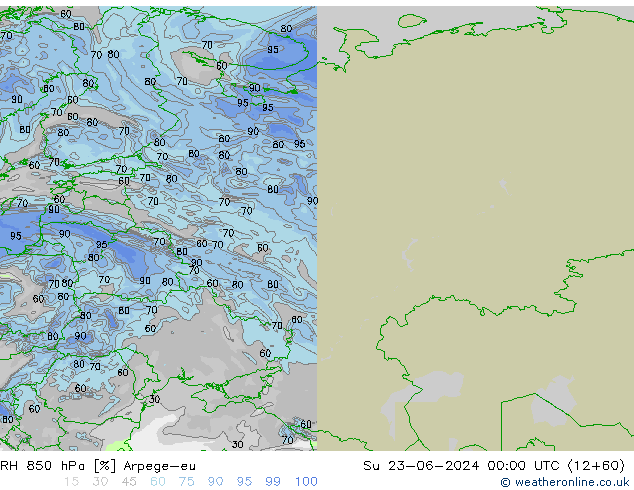 RH 850 hPa Arpege-eu  23.06.2024 00 UTC