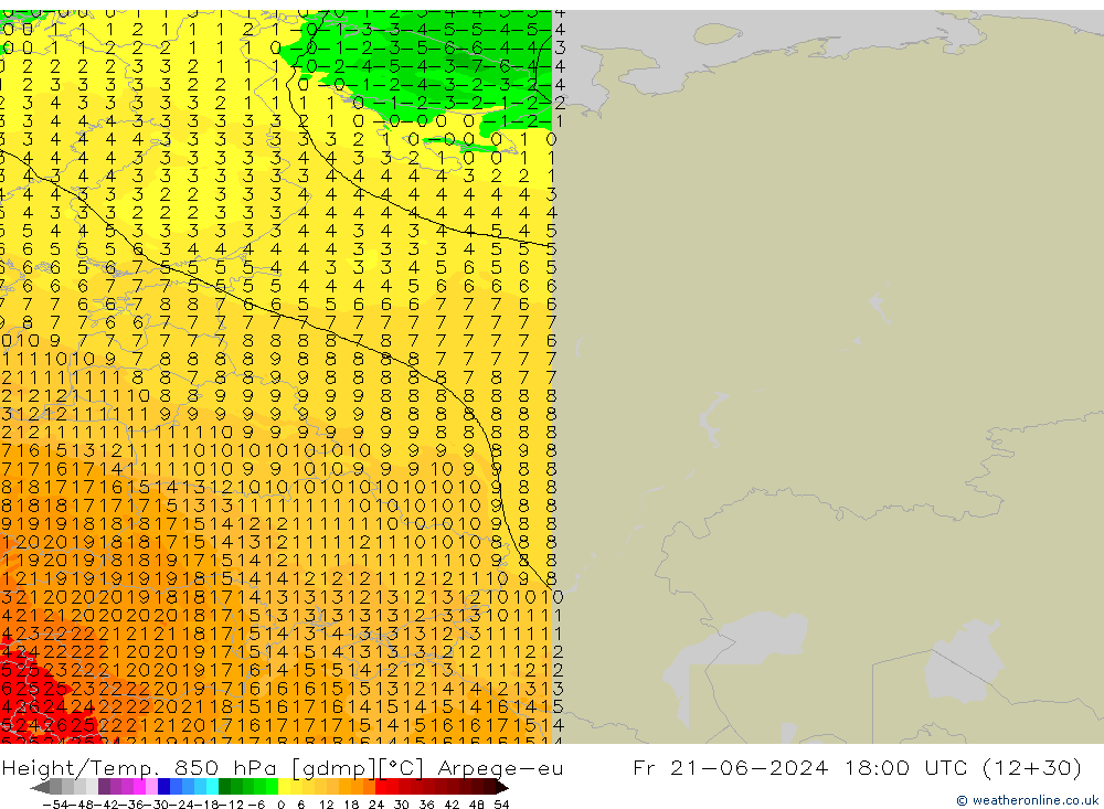 Height/Temp. 850 hPa Arpege-eu Fr 21.06.2024 18 UTC