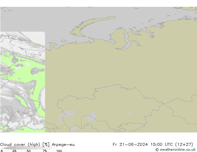 Cloud cover (high) Arpege-eu Fr 21.06.2024 15 UTC