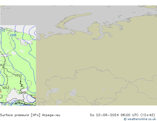 приземное давление Arpege-eu сб 22.06.2024 06 UTC