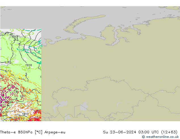 Theta-e 850hPa Arpege-eu Su 23.06.2024 03 UTC