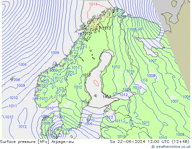 Luchtdruk (Grond) Arpege-eu za 22.06.2024 12 UTC