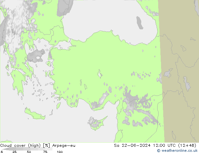 Bewolking (Hoog) Arpege-eu za 22.06.2024 12 UTC