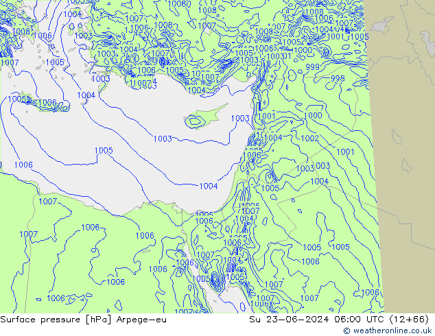 приземное давление Arpege-eu Вс 23.06.2024 06 UTC