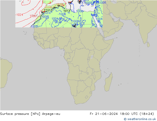 Presión superficial Arpege-eu vie 21.06.2024 18 UTC