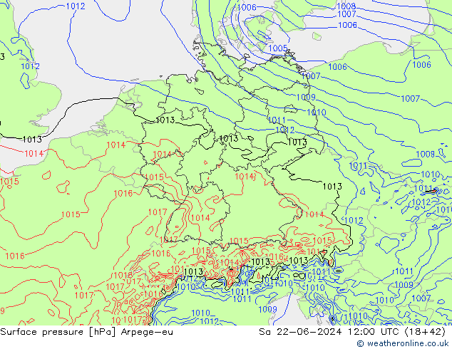 Bodendruck Arpege-eu Sa 22.06.2024 12 UTC