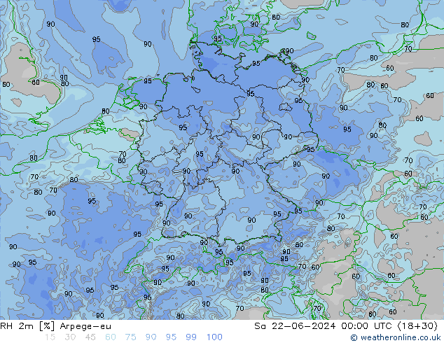 RH 2m Arpege-eu сб 22.06.2024 00 UTC