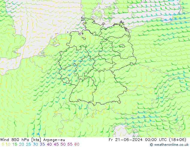 Vento 850 hPa Arpege-eu Sex 21.06.2024 00 UTC