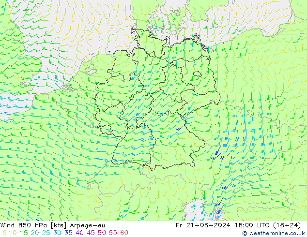风 850 hPa Arpege-eu 星期五 21.06.2024 18 UTC