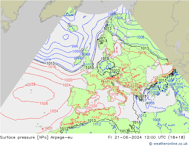 Yer basıncı Arpege-eu Cu 21.06.2024 12 UTC