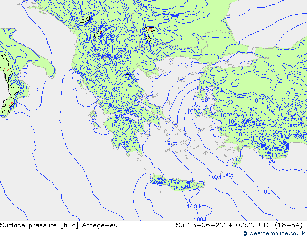 Luchtdruk (Grond) Arpege-eu zo 23.06.2024 00 UTC