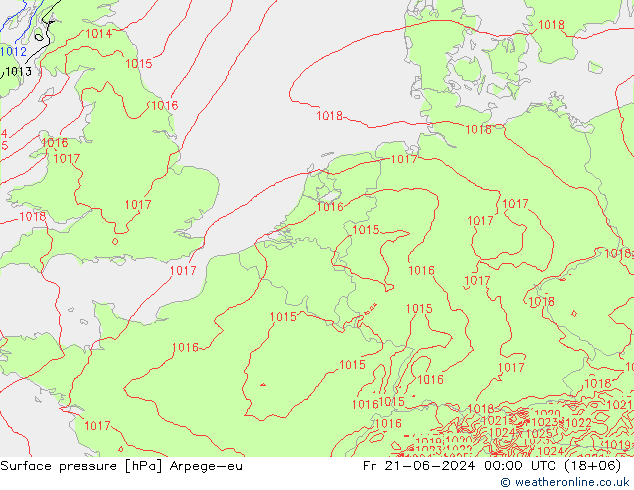 Pressione al suolo Arpege-eu ven 21.06.2024 00 UTC