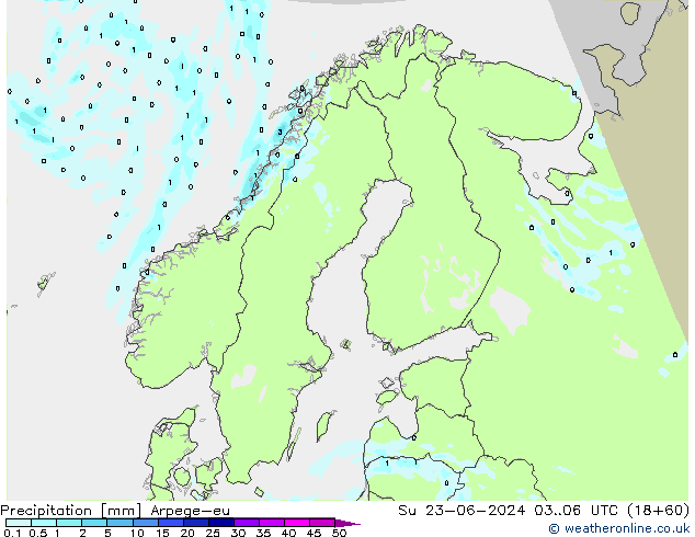 Srážky Arpege-eu Ne 23.06.2024 06 UTC