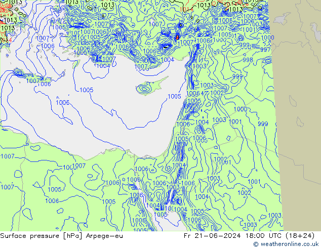 Surface pressure Arpege-eu Fr 21.06.2024 18 UTC