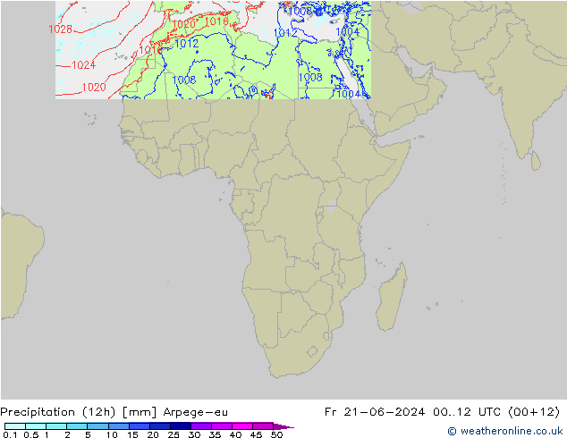 Precipitazione (12h) Arpege-eu ven 21.06.2024 12 UTC