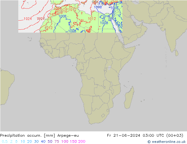 Precipitation accum. Arpege-eu Fr 21.06.2024 03 UTC
