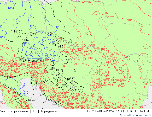 Surface pressure Arpege-eu Fr 21.06.2024 15 UTC