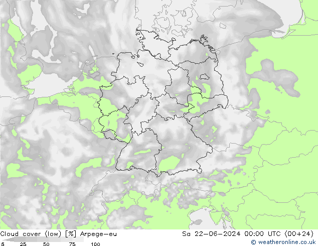 zachmurzenie (niskie) Arpege-eu so. 22.06.2024 00 UTC
